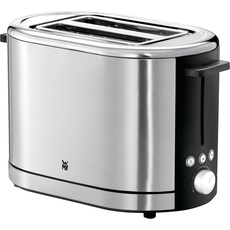 WMF XXL Lono Toaster Doppelschlitz Toaster für grosse Toastscheiben mit Brötchenaufsatz Edelstahl matt, Toaster, Schwarz, Silber