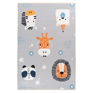 Kinderteppich KAYOOM "Joanna 613", multi, B:115cm H:6mm L:170cm, Baumwolle, Teppiche, Kinderteppich, Kurzflor, Modernes Muster, Deko, Wolle, Löwe