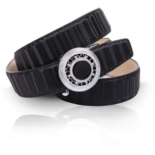 Anthoni Crown Damen Ledergürtel in 3D-Design und mit Kristallblume NA613D10 Gürtel, Schwarz, 105