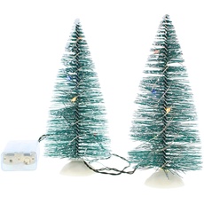 com-four® 2X Weihnachtsdekoration Miniatur Tannenbaum mit LED Beleuchtung - Aufsteller künstlicher Weihnachtsbaum mit Lichterkette (02 Stück - 15cm)