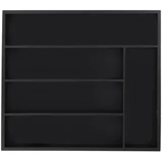 Relaxdays Besteckkasten Bambus 5 Fächer 34 x 5 x 30 cm Schwarz