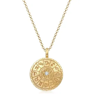 Silberkette ELLI "Halskette Sternzeichen Weiß 925 Sterling Silber gold-plated, mit Kristallen von Swarovski" Gr. 60, gold, Halsketten, Damen, Silber 925 (Sterlingsilber), Silberkette