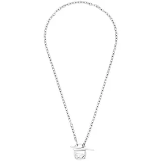 Diesel Herren-Edelstahl-Halskette mit Knebelverschluss, Silber-Grau