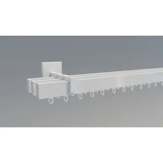 INDEKO Gardinenstange Paneelwagen 3-läufig Ø 16 mm 280 cm Weiß