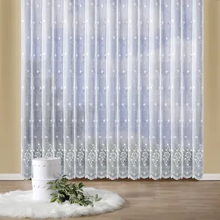 Gardine WECKBRODT "Isabella" Gr. 1, weiß, B:300cm H:115cm, Polyester, Gardinen, Gardine, echte Stickerei, Florentiner Optik, Allover, Bordüre, Store, Topseller