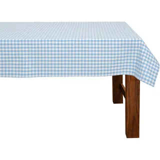 FILU Tischdecke 140 x 220 cm Hellblau/Weiß kariert (Farbe und Größe wählbar) - hochwertig gefertigtes Tischtuch aus 100% Baumwolle