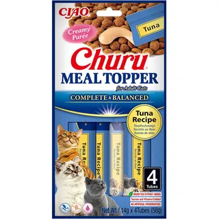 INABA Churu Premium Gesunde Katzen Leckerlies, 28% Thunfish mit Taurin, Grüntee-extrakt, Vitaminen und Mineralstoffen, Perfekte Ergänzung zu Nass oder Trockenfutter 56 g (1er Pack)