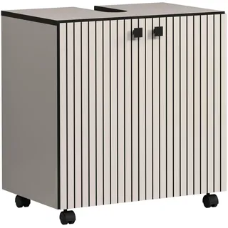 trendteam smart living PureBliss Waschbeckenunterschrank auf Rollen Kashmir Hellgrau Melamin B/H/T ca. 60/64/42 cm - Grau