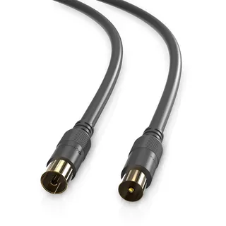 Conecto HQ Antennenkabel - DVB-C, DVB-T/T2-4K UHD 1080p Full HD HDTV 3D - Koaxialkabel Mit TV-Stecker und Buchse, Doppelte Schirmung, Vergoldete Stecker, Schwarz 10,0m