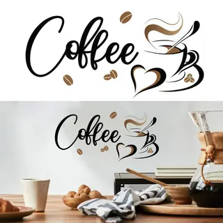 THXFUNAREA Kaffee Wandaufkleber,1PCS Wandtattoo Coffee Kaffeebohnen Wandaufkleber Braun DIY Wandsticker Küche für Küche Esszimmer Wohnzimmer Restaurant Büro Cafés Wanddeko