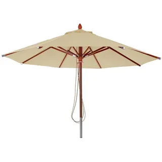 MCW Gastronomie Sonnenschirm Rund Cremeweiß , Weiß , Holz , 400x400 cm , Sonnenschutz, Sonnenschirme