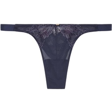 Women'secret Damen Brasilianische Höschen Streifen Tüll Stickerei Dessous, Blau (Azul Medio), 38