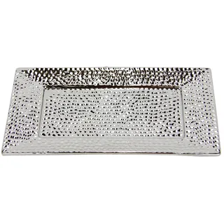 I.GE.A. Dekotablett Keramik-Schale 28 cm Silber