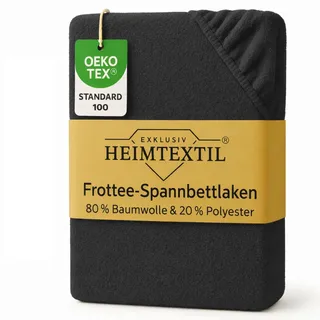 EXKLUSIV HEIMTEXTIL Frottee Spannbettlaken 200 x 220 cm 80% Baumwolle, 20% Polyester Öko - Tex Zertifiziert, Markenqualität, Matratzenhöhe bis 35 cm, Anthrazit