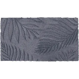 Grund Badteppich , Anthrazit , Textil , Blätter , rechteckig , 70x120 cm , Oeko-Tex® Standard 100 , für Fußbodenheizung geeignet, rutschfest , Heimtextilien, Badtextilien, Badematten