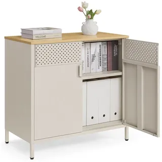 Songmics Aktenschrank 80 x 40 x 76 cm Sandbeige-Naturbeige