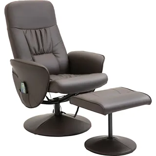 HOMCOM Massagesessel mit Fußhocker Relaxsessel Massagesessel TV-Sessel145°-Neigung Kunstleder Braun 76 x 81 x 105 cm - Braun