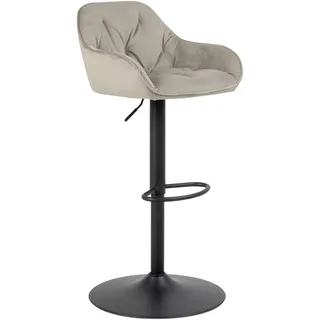 Barhocker , Beige , Textil , Füllung: Polyurethan (Pur) , zylindrisch, Bodenplatte , 52x109x52 cm , Sitzfläche 360° drehbar , Esszimmer, Stühle, Hocker