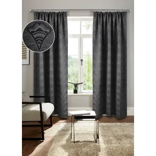 Bruno Banani Verdunkelungsvorhang "Alessio" Kräuselband 1 Stk. tlg. Elegantes Muster, Jacquard, verdunkelnder Vorhang, blickdicht,modern, anthrazit