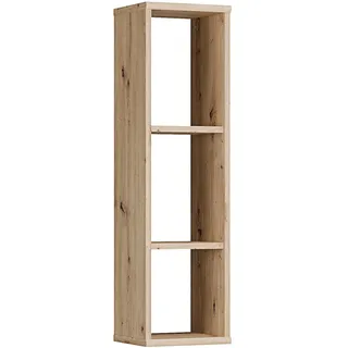 Forte TEMPRA2 Wandregal 20 25, modernes Hängeregal mit 3 Fächern, ohne Rückwand, Holzwerkstoff, Artisan Eiche Holzdekor, 23,2 cm breit x 84 cm hoch x 20,4 cm tief