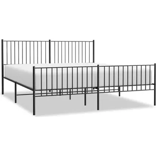 vidaXL Metallbett ohne Matratze mit Fußteil Schwarz 180x200 cm - Schwarz