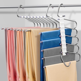 WIWJ Hosenbügel Kleiderbügel Platzsparend,2 Stück Faltbare Hosen Kleiderbügel Multifunctional,Hanger Pants Rack Closet Organizer für Hosen,Schals,Jeans,Kleidung,Handtücher(5 in 1 und 9 in 1)