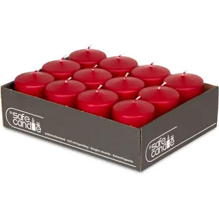 DecoLite 12er Pack Stumpenkerzen 80/60mm - Selbstverlöschend, Safe Candle, RAL Zertifiziert, 27 Stunden Brenndauer - 100% Made in Germany by Wenzel Kerzen (rot)