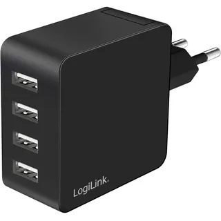 Logilink PA0336 - USB Lade- /Steckdosenadapter, 4X USB-A, 24 W, mit 5-Fach Geräteschutz