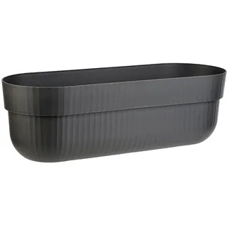 Engelland - 1 x Blumenkasten, Blumentopf, Farbe: Anthrazit, Pflanzkasten mit Wasserspeicher/Drainagesystem und Abstandshalter, 50 cm, PP-Kunststoff, Balkonkasten, länglich, formstabil