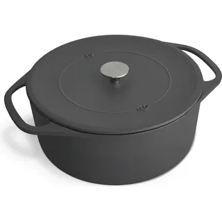 SPRINGLANE Cocotte mit Deckel, Grau, rund, 28 cm, 6 L, Gusseisen Bräter, Schmortopf Induktion - Grau