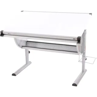 Mendler Kinderschreibtisch Oxford  höhenverstellbar neigbar  Kiefer lackiert weiß