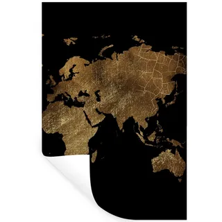 MuchoWow Wandtattoo Weltkarte - Gold - Luxus - Erde - Schwarz 80x120 cm , Kunststoff , 80x120x0.1 cm , Tapeten & Wandverkleidungen, Wandtattoos & Sticker