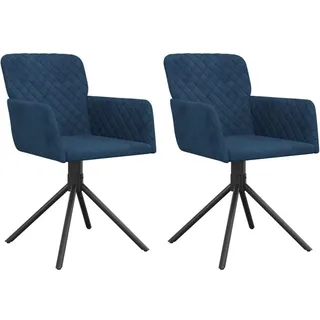 vidaXL Esszimmerstühle 2 Stk. Drehbar Blau Samt - Blau
