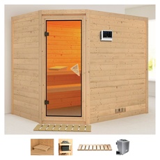 Bild von Sauna »Talida«, (Set), 9-kW-Bio-Ofen mit externer Steuerung beige