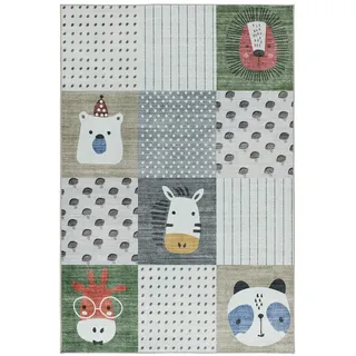 Atticgo Kinderteppich Waschbar Mehrfarbig Candy 120/170 cm , Textil , Tiere , Rechteckig , 120x170 cm , Oeko-Tex® Standard 100 , waschbar, antistatisch, leicht zusammenrollbar, rutschfeste Unterfläche , Teppiche und Böden, Teppiche, Kinderteppiche