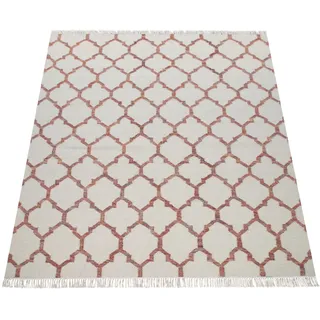 Paco Home Wollteppich »Kenitra 503« rechteckig 12 mm Höhe Handweb Teppich, Flachgewebe, reine Wolle, handgewebt, mit Fransen, bunt