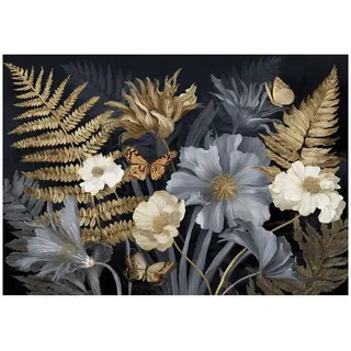 Wallarena Fototapete Blätter Blumen Grau 400x280 cm , Papier , Uni , Rechteckig , 400x280 cm , FSC 100% ,