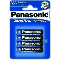 Panasonic Batterie R03 Micro 1.5V  Set a 4 Stück LR03 1.5V Batterien Blister à 4 Stk. (4 Stk., AAA, 650 mAh), Batterien + Akkus