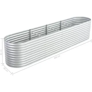 Garten-Hochbeet verzinkter Stahl 400 x 80 x 81 cm Silber