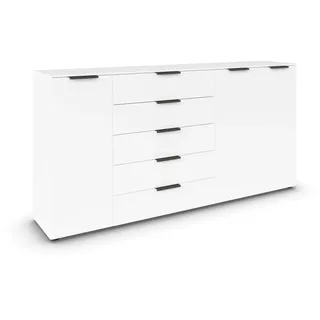 Rauch Möbel Flipp, Kommode für Schlafzimmer, Kinderzimmer, Wohnzimmer, Jugendzimmer, Flur, Garderobe, 3-türig, 5 Schubladen, mit Softclose-Funktion, Farbe Weiß, Breite 199 cm