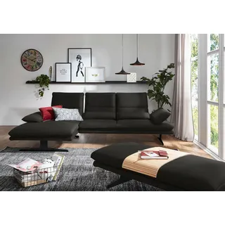 W.SCHILLIG Ecksofa »broadway, Designsofa mit tollem Sitzkomfort« Sitztiefenverstellung, Kopfteil- & Seitenteilverstellung, Breite 291cm, schwarz
