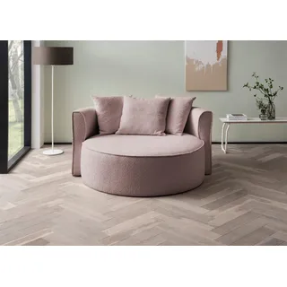 LeGer Home by Lena Gercke Sessel Isalie Samt 153 x 98 x 145 cm Lila mit Hocker, inklusive Zierkissen