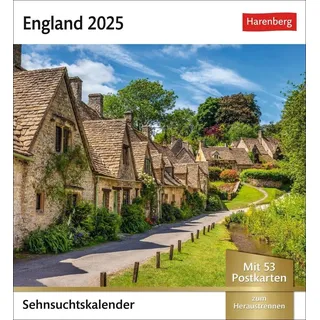 Harenberg England Sehnsuchtskalender 2025 - Wochenkalender mit 53 Postkarten