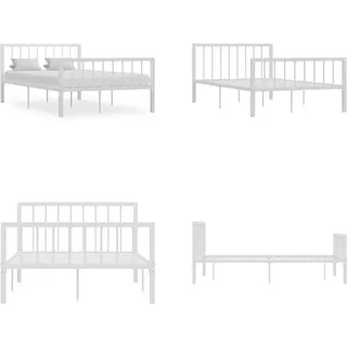 vidaXL Bettgestell Weiß Metall 120x200 cm - Bettgestell - Bettgestelle - Bettrahmen - Bettrahmen - Weiß