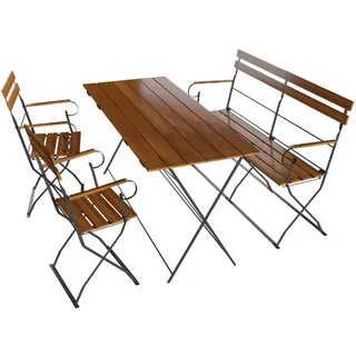 Lex Biergarten-Set Sitzgruppe Biergartenmöbel Armlehne Stuhl Tisch 120x70 5tlg.