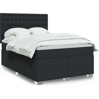 Langlebige Boxspringbett mit Matratze Schwarz 140x190 cm Kunstleder Gästebett mit Lattenrost Möbel8383083 - Schwarz