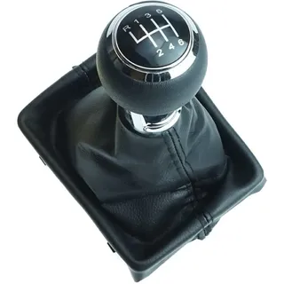 Schaltknauf + Schaltsack + Rahmen - silberner Ring - schwarze Naht - 6 Gang kompatibel/Ersatzteil für Audi A3 8V 2012-2020