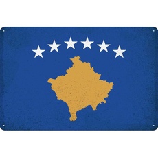 Blechschild Wandschild 20x30 cm Kosovo Fahne Flagge
