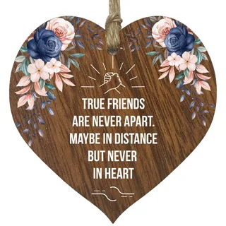 Freundschaftsgeschenke für Frauen, True Friends Dunkles Holzherz Schild Holztafel, Beste Freundin Geburtstagsgeschenke, Handgemachte Deko Accessoires Herzen, Plaketten mit Zitaten, Weihnachten,