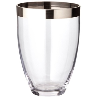 Edzard Vase Charlotte (Ø 15 cm, Höhe 20 cm) aus mundgeblasenem Kristallglas mit Platinrand - Moderne Tulpenvase aus Glas als Tischdeko